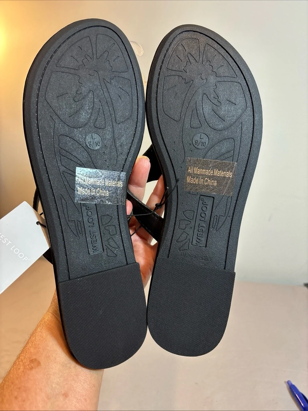 west loop black jeweled thong sandals